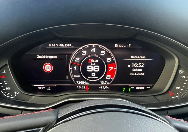 Audi S4 cena 166900 przebieg: 72000, rok produkcji 2018 z Tychy małe 781